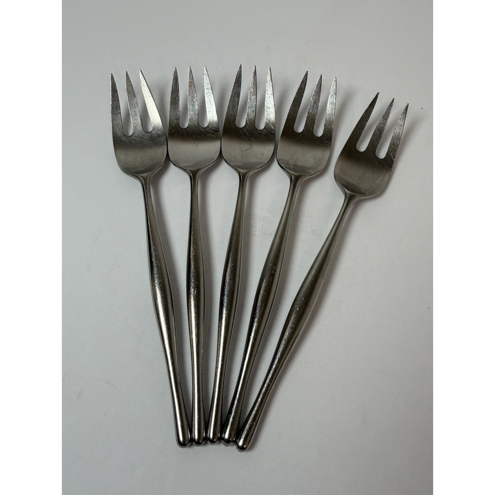5 Salad Forks DESIGN 3 Lauffer/Towle 18/8 Satin Stainless Steel Norway